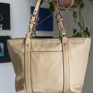 Coach Yellow/Tan Leather Tote Bag